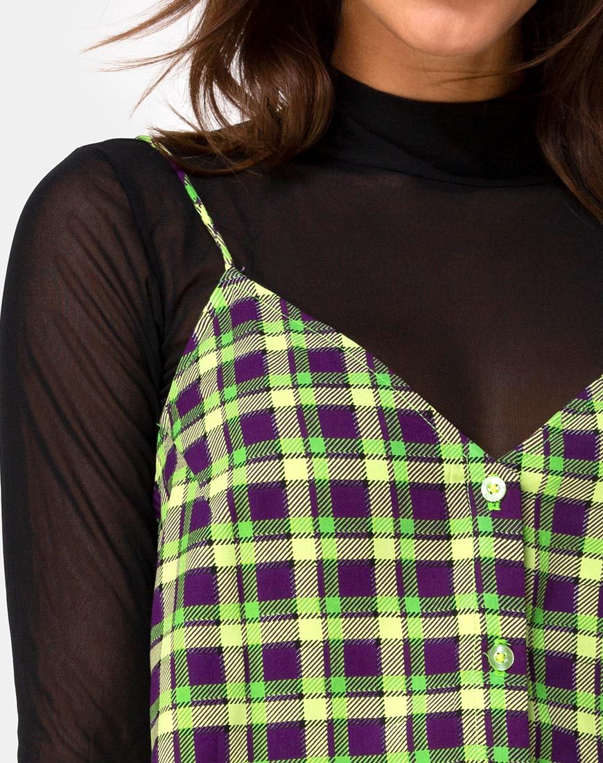 Immagine di Sanna Slip Dress in verde e viola Check