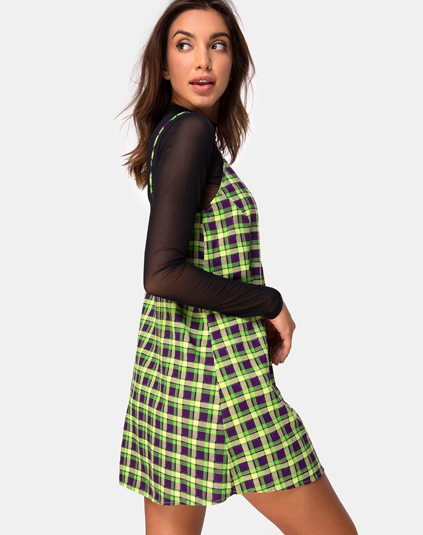 Immagine di Sanna Slip Dress in verde e viola Check