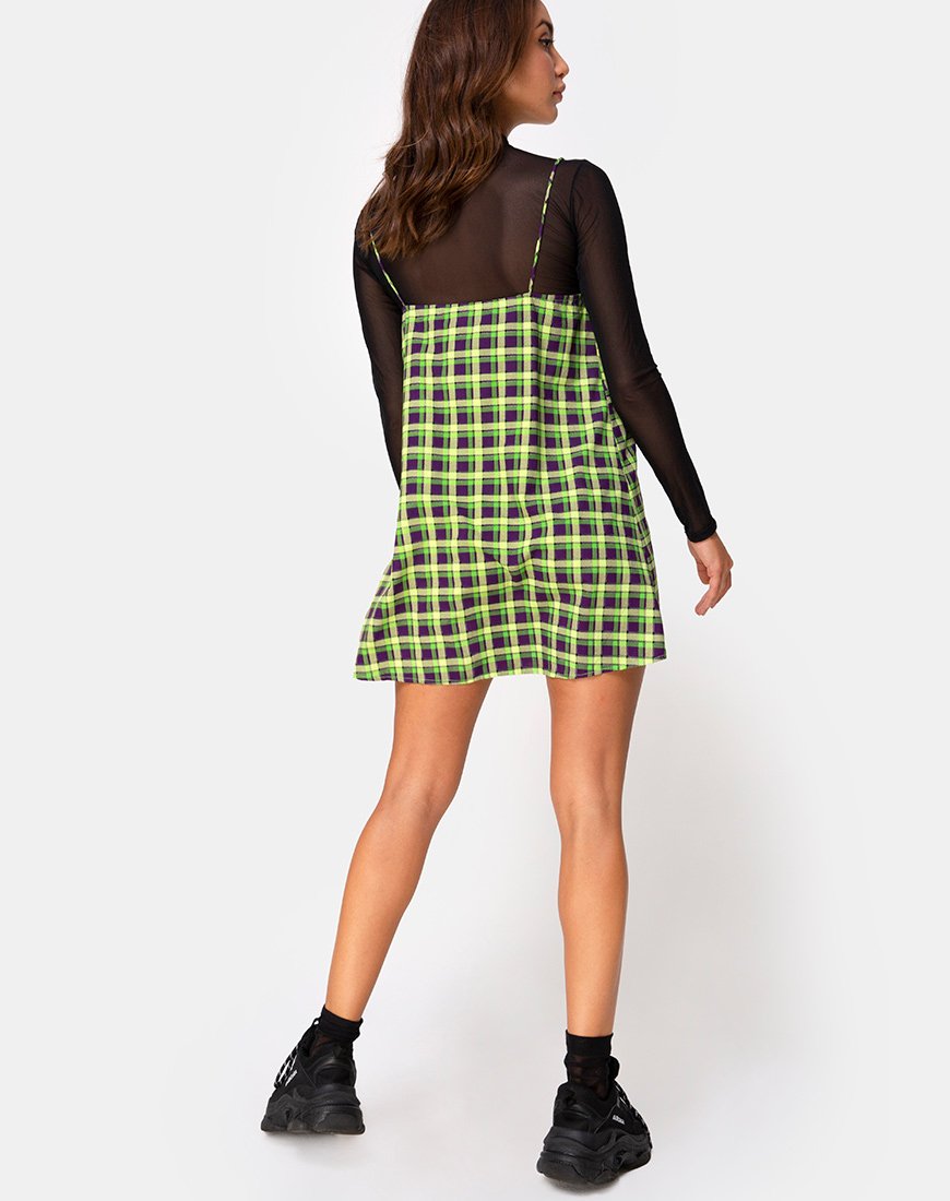 Immagine di Sanna Slip Dress in verde e viola Check