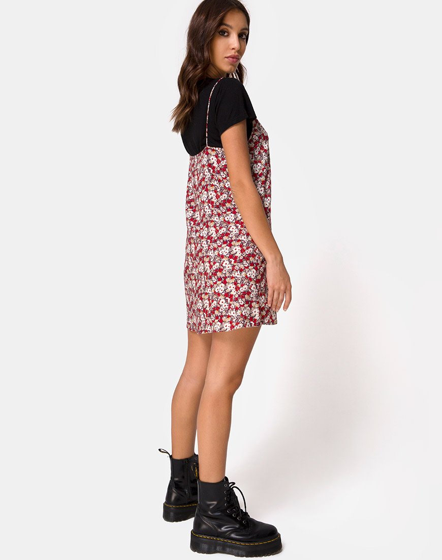 Immagine di Sanna Slip Dress in rosso con fascino floreale
