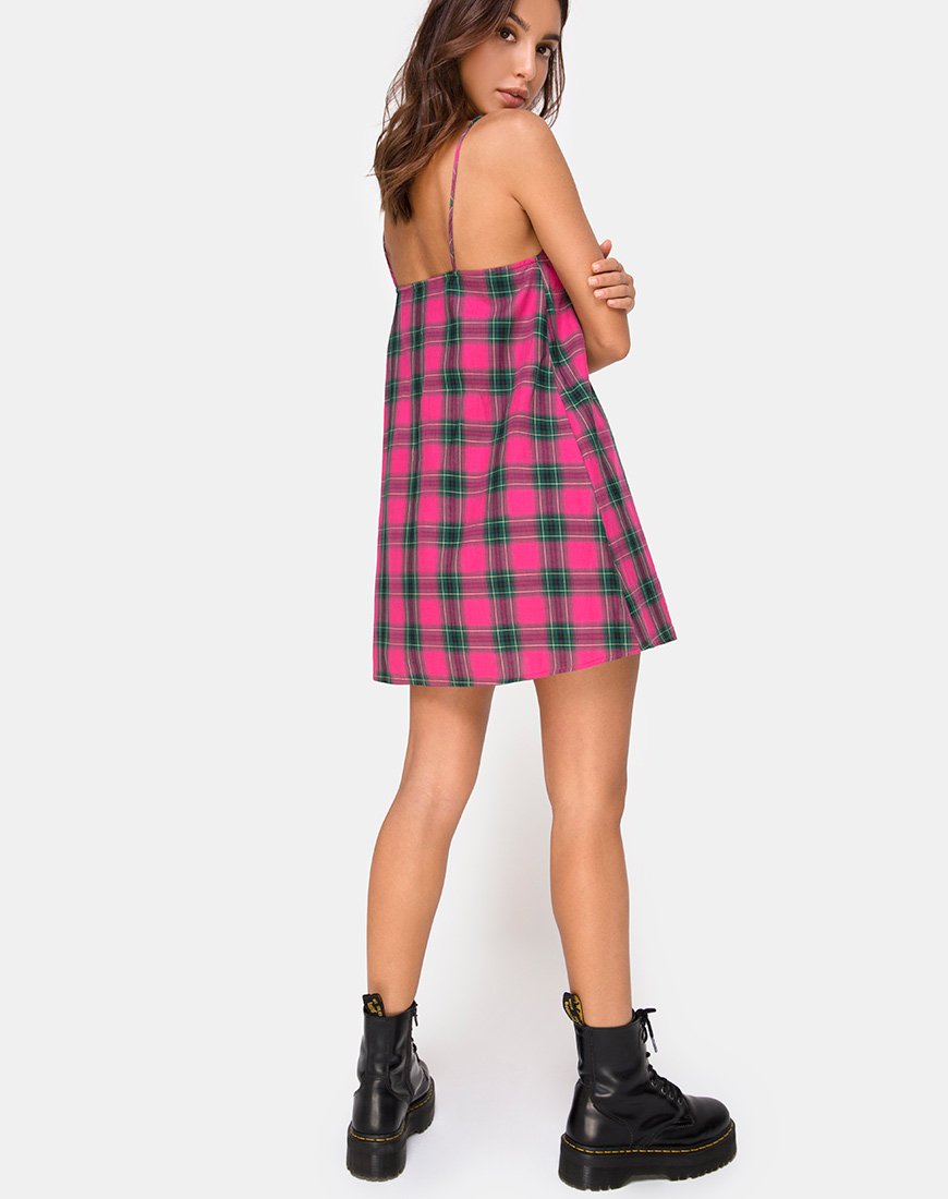 Immagine di Sanna Slip Dress in rosa e verde check