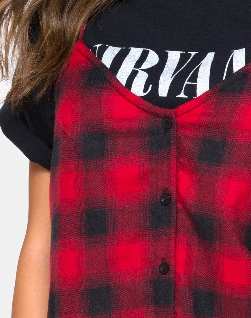 Immagine di Sanna Slip Dress in Plaid Rosso Nero