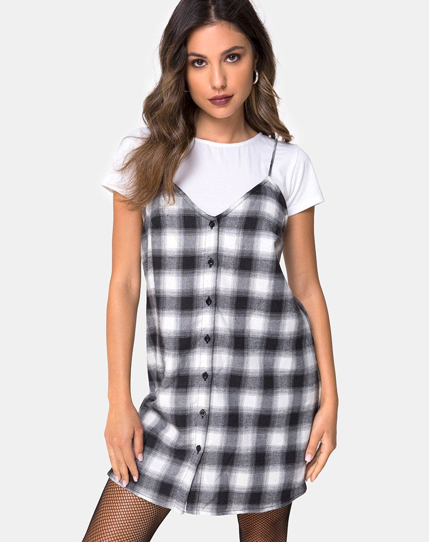 Abito Sanna in plaid bianco e nero