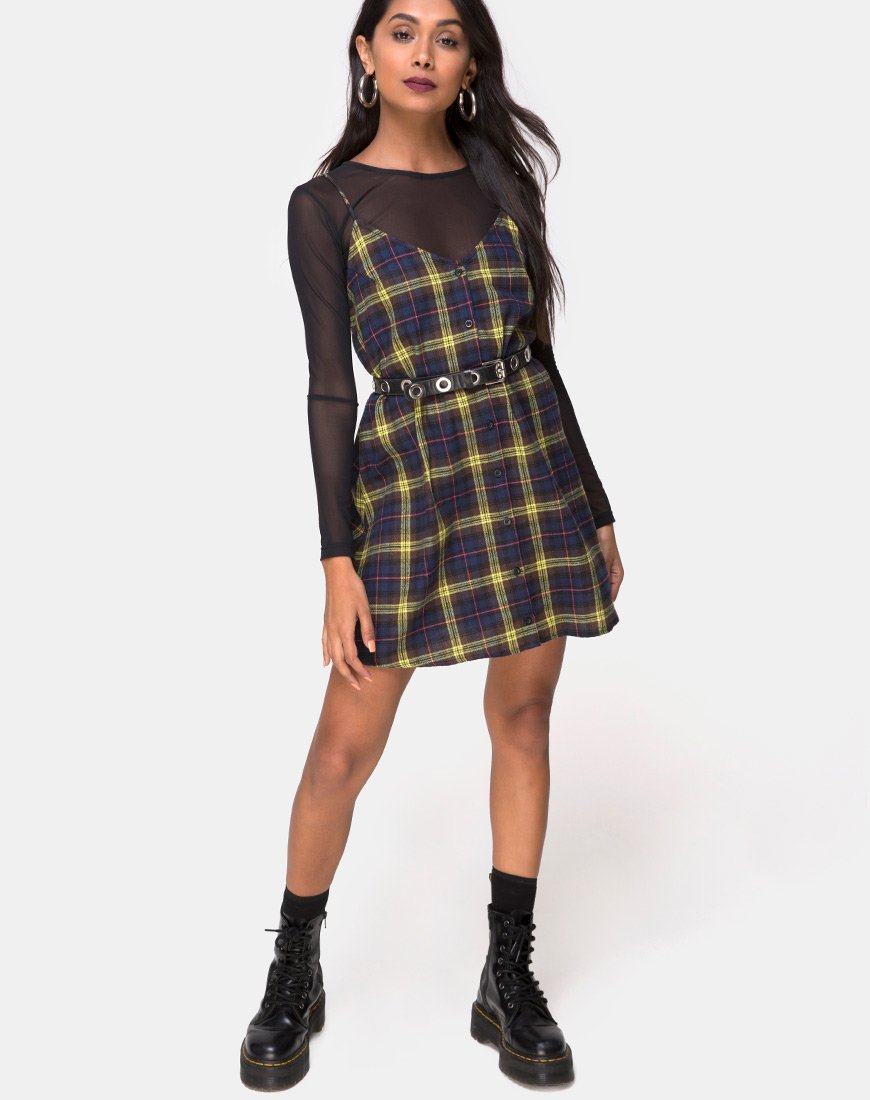 Immagine di Sanna Slip Dress in Plaid Marrone Giallo Check