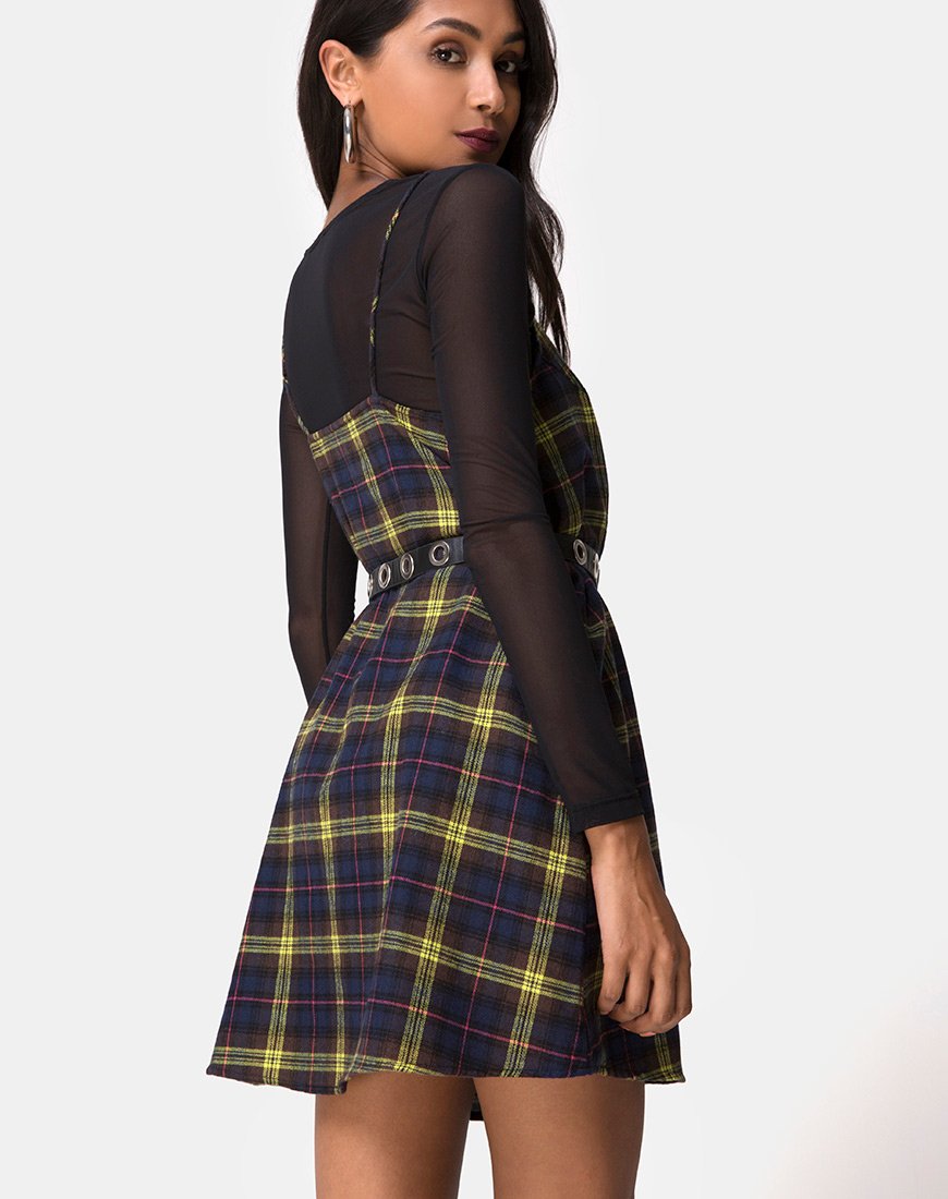 Sanna Slip Dress in Plaid Marrone Giallo Check