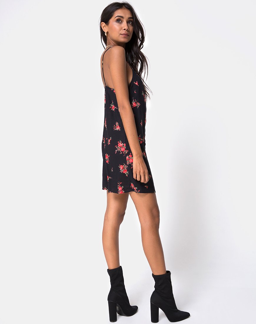Immagine di Sanna Slip Dress in Soi Rose Nero e Rosso