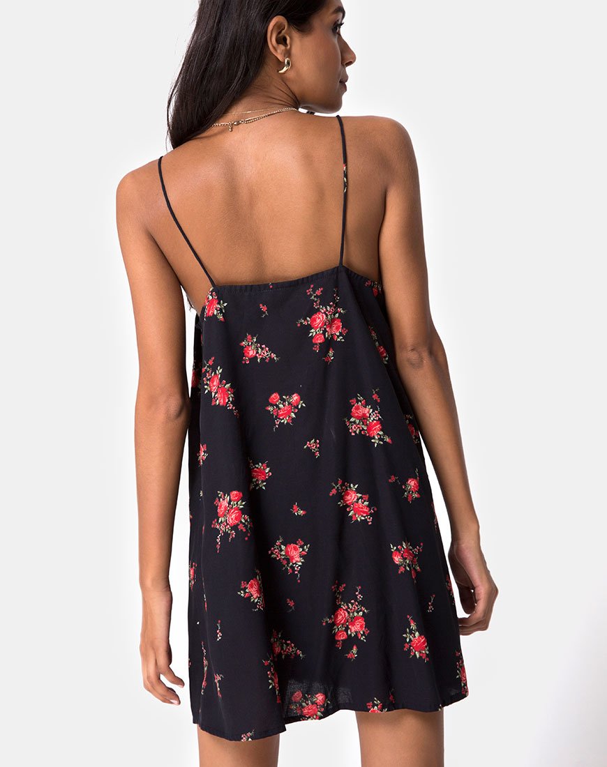 Sanna Slip Dress in Soi Rose nero e rosso