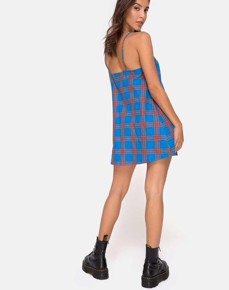 Immagine di Sanna Slip Dress in blu e rosso check