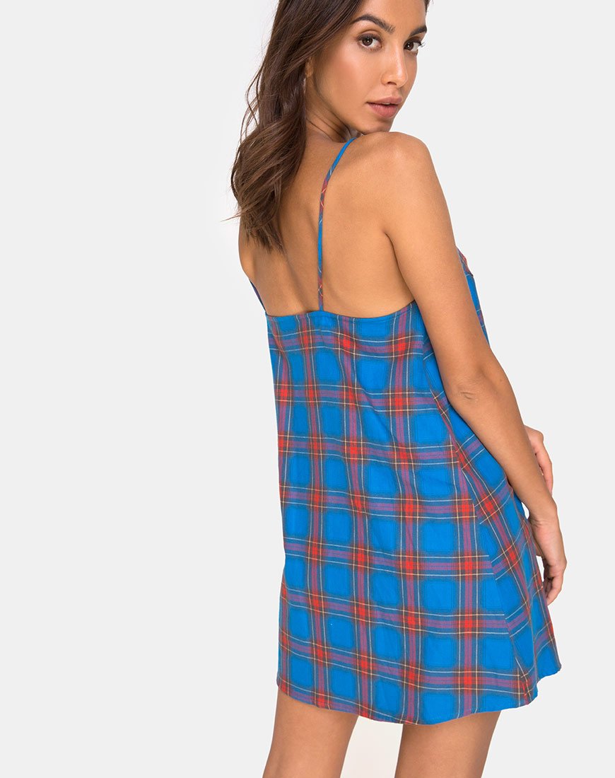 Sanna Slip Dress a quadri blu e rossi