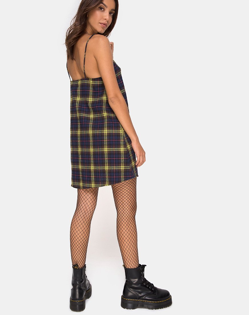 Immagine di Sanna Slip Dress in Plaid Marrone Giallo Check