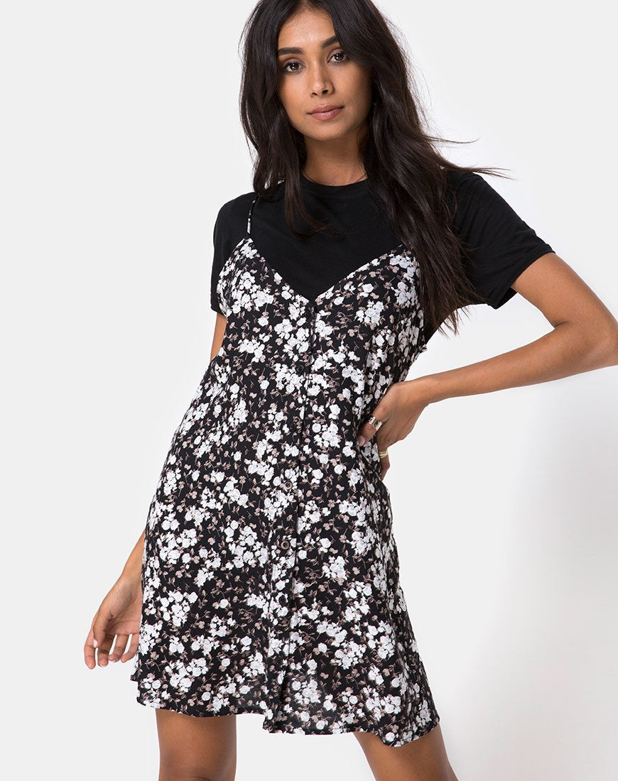 Sanna Slip Dress in fiore selvatico scuro