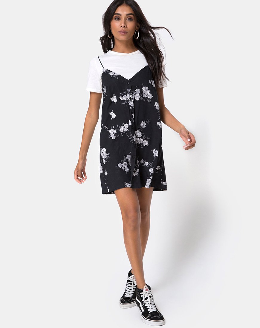 Immagine di Sanna Slip Dress in Mono Flower Nero