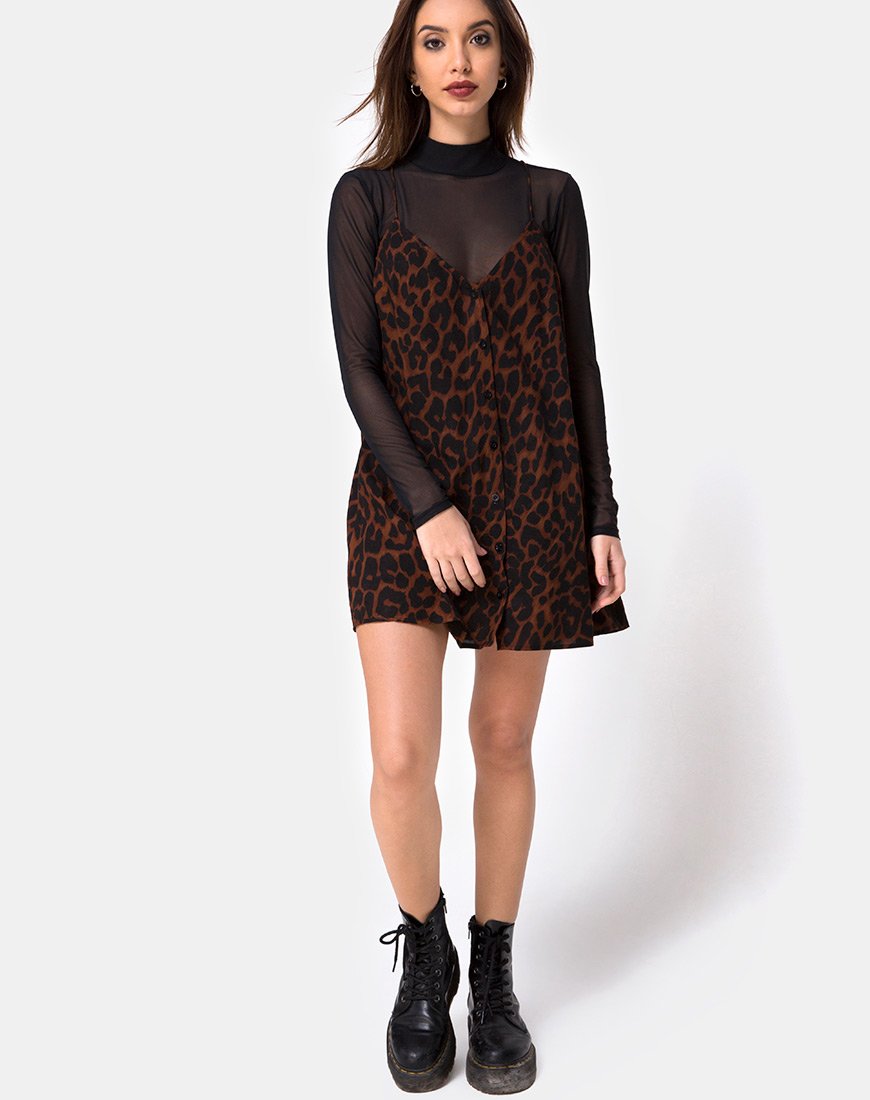 Immagine di Sanna Slip Dress in marrone giaguaro oversize