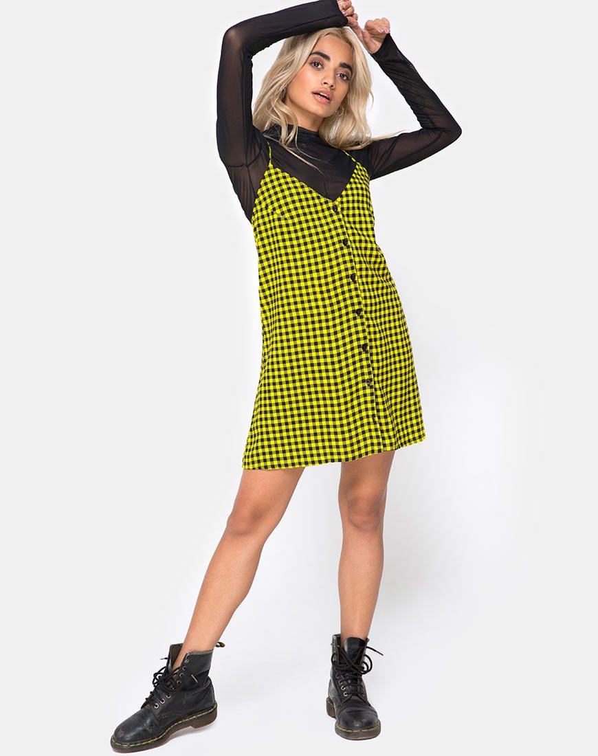 Immagine di Sanna Slip Dress in Gingham medio giallo