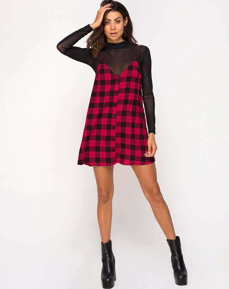 Immagine di Sanna Abito in Plaid Invernale Rosso e Nero