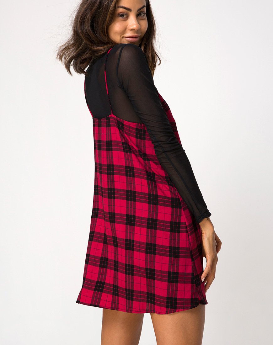Abito Sanna in plaid invernale rosso e nero