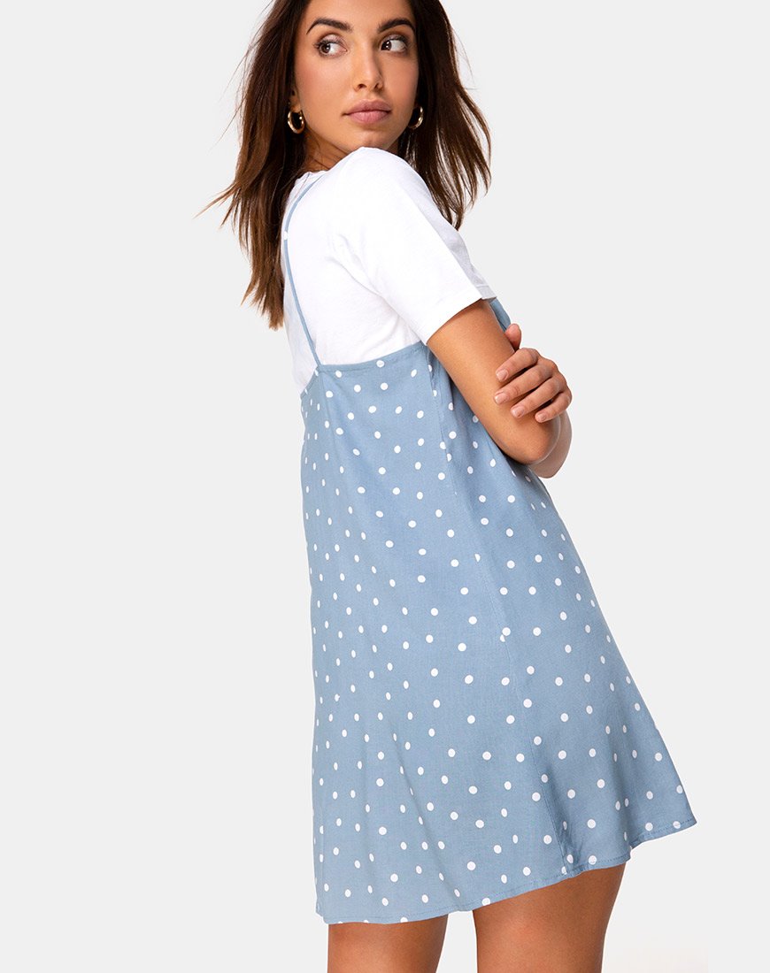 Sanna Slip Dress in Skater Polka Blu