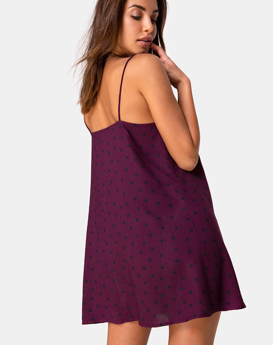 Sanna Slip Dress in Skater Polka Vino