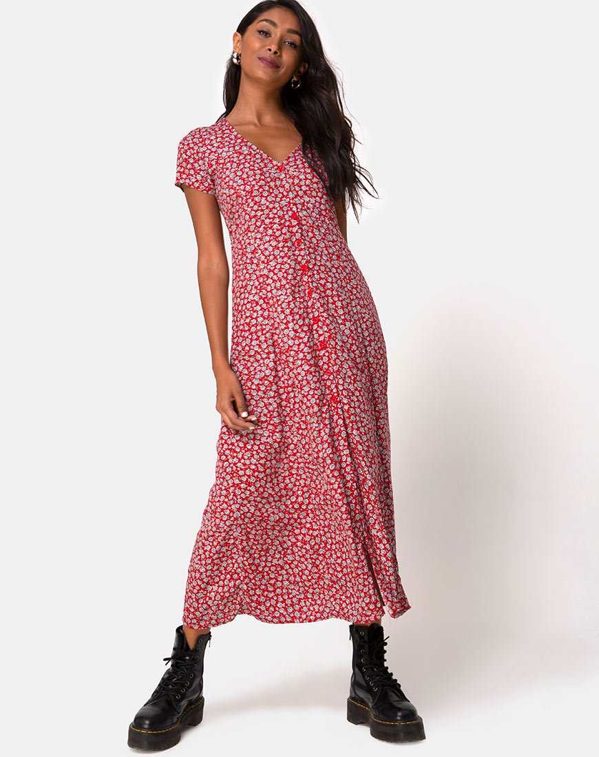 Immagine di Sanrin Dress in Ditsy Rose Red Silver
