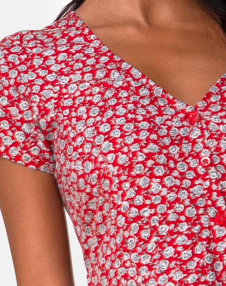 Immagine di Sanrin Dress in Ditsy Rose Red Silver
