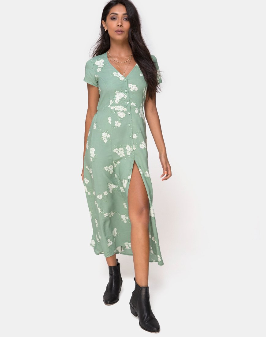 Maxi abito Sanrin in Mono Flower Green