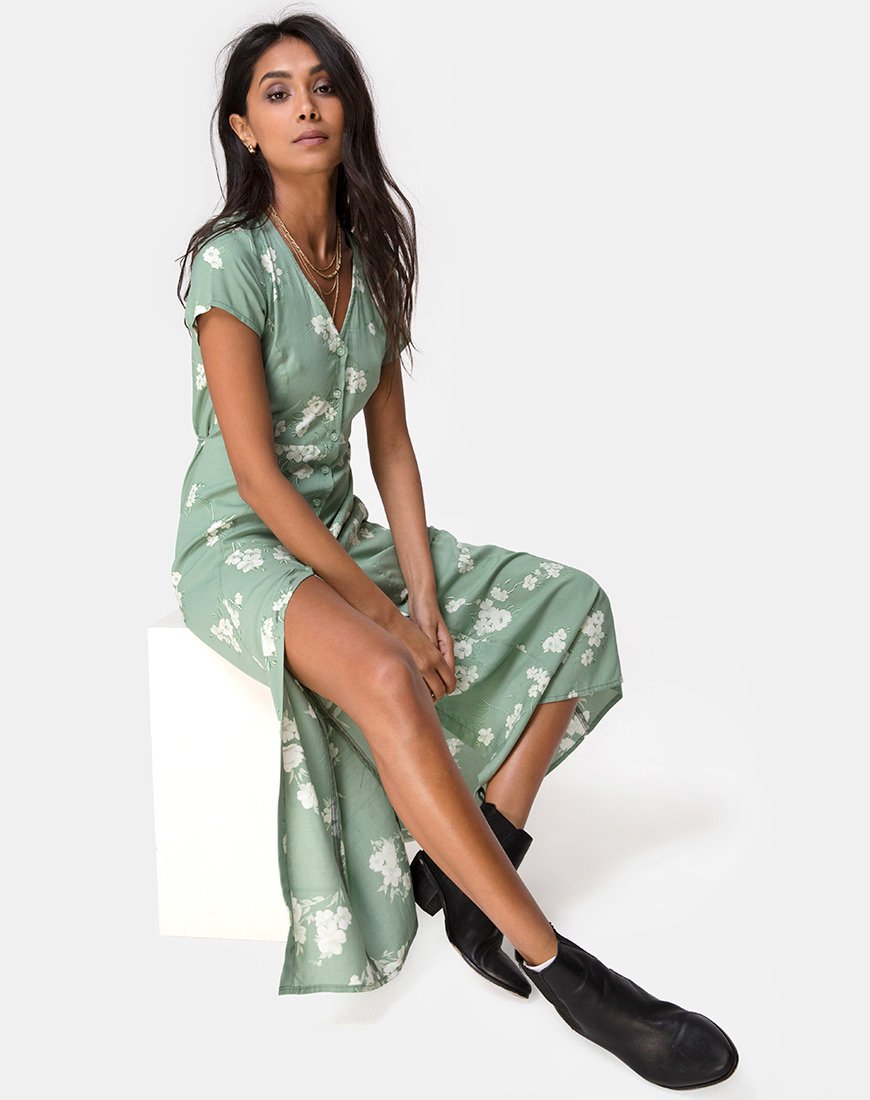 Maxi abito Sanrin in Mono Flower Green