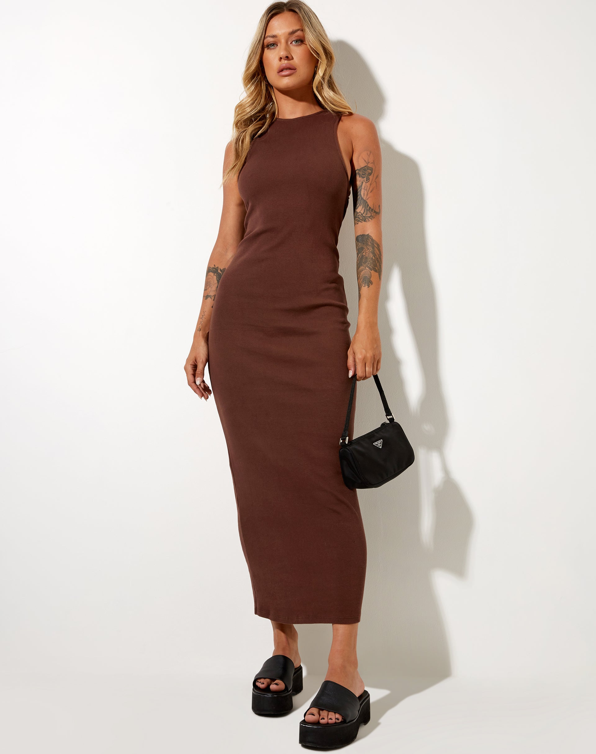 Immagine di Sarves Maxi Dress in Rib Deep Mahogany
