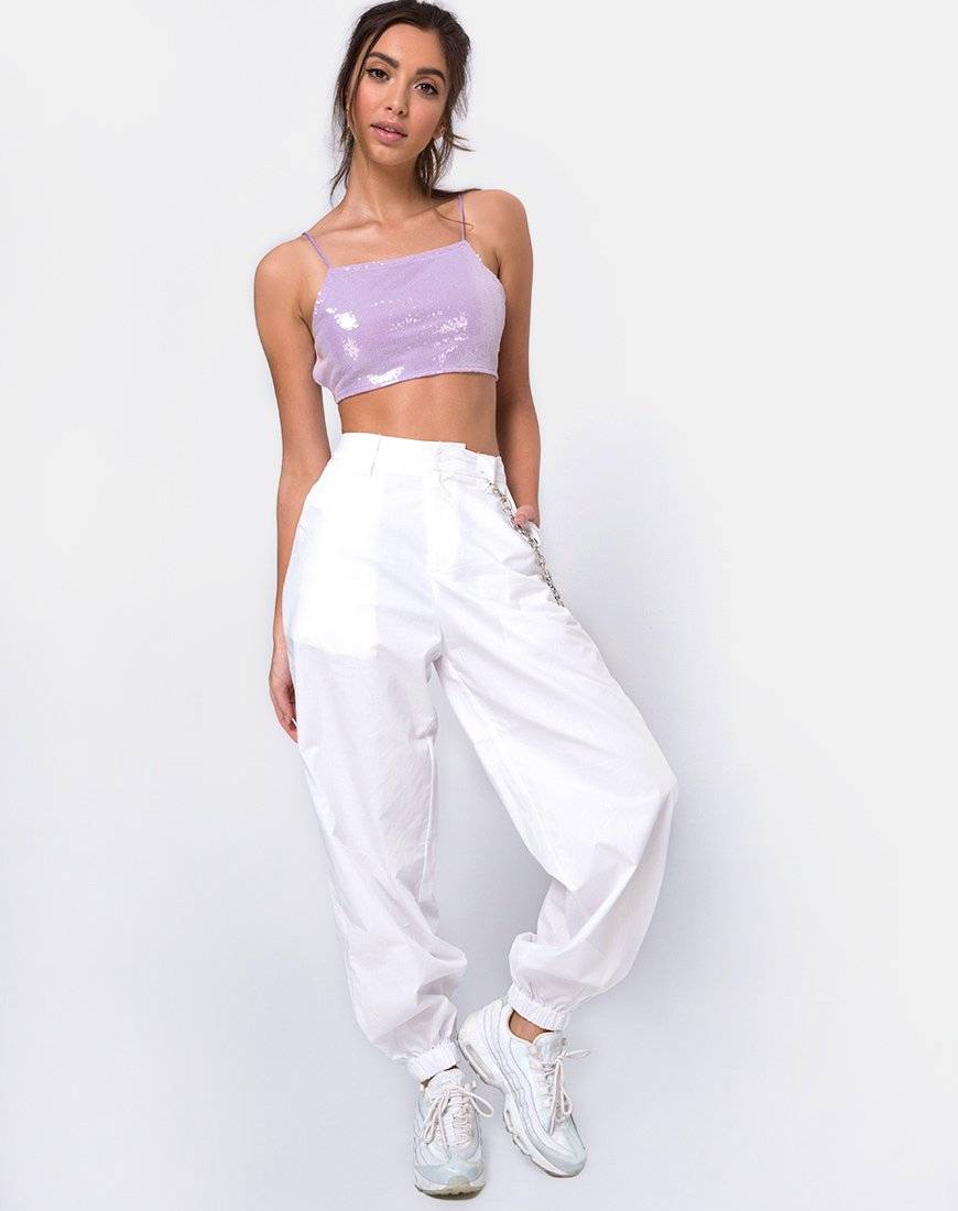Immagine di Sasha Crop Top in Mini Sequin Lilla Opaco
