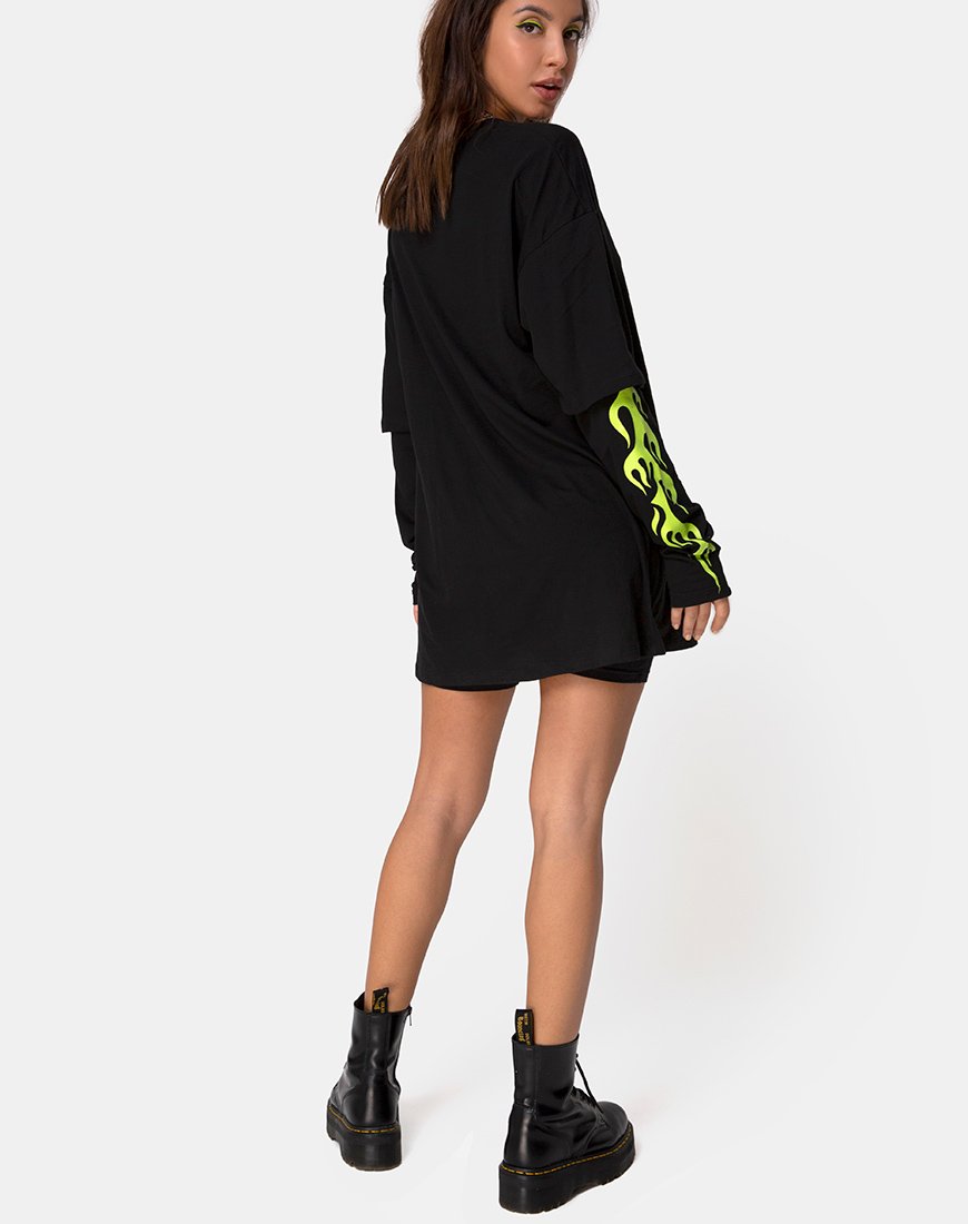 Immagine di Sashie Jumper Dress in nero con tribale verde