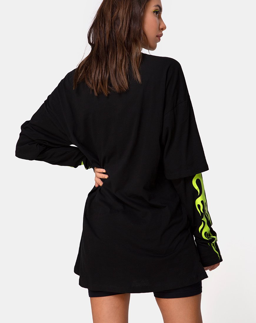 Sashie - Vestito con maglione nero e tribale verde