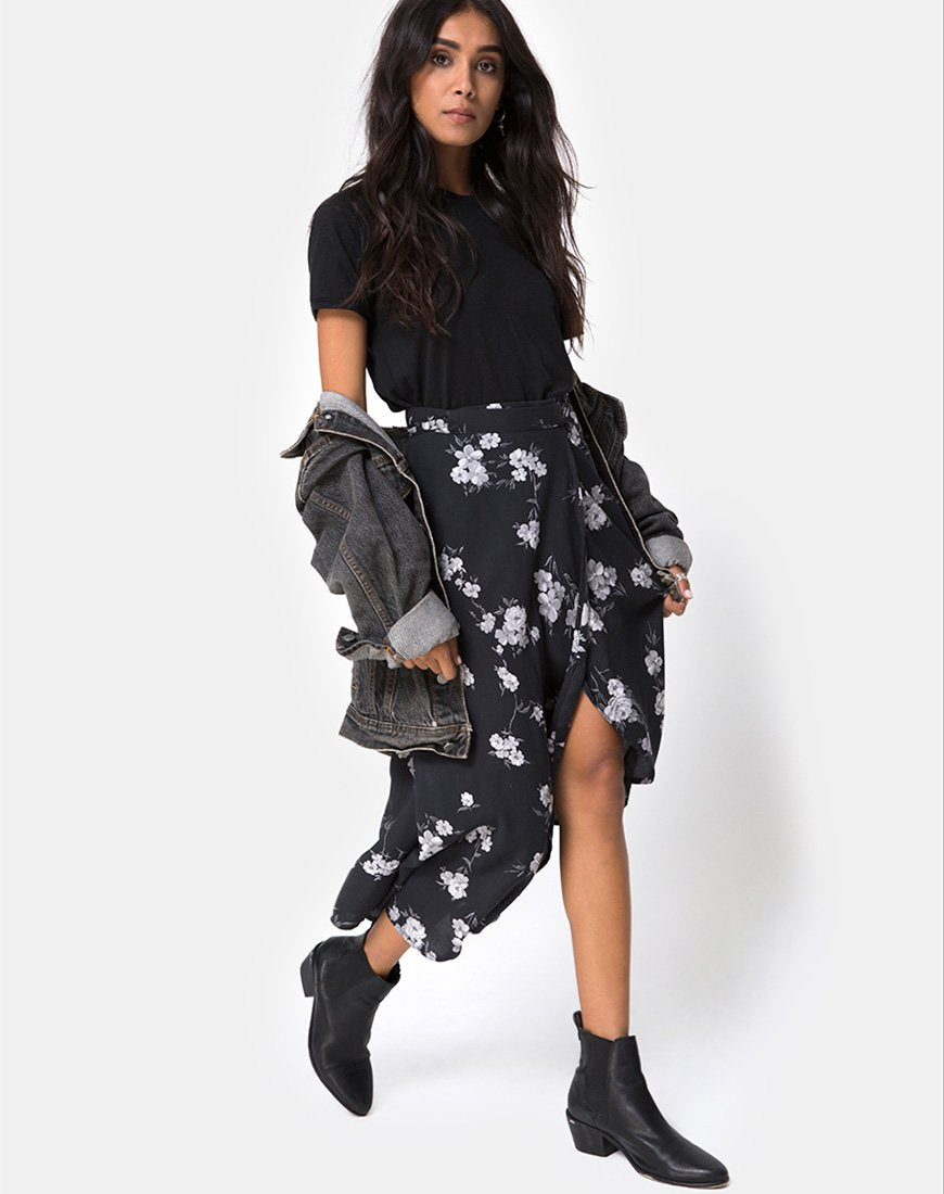 Immagine di Satha Midi Skirt in Mono Flower Black