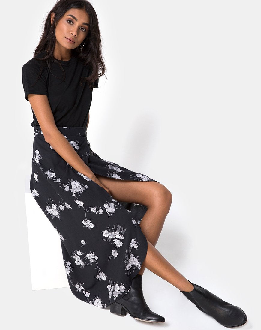 Immagine di Satha Midi Skirt in Mono Flower Black