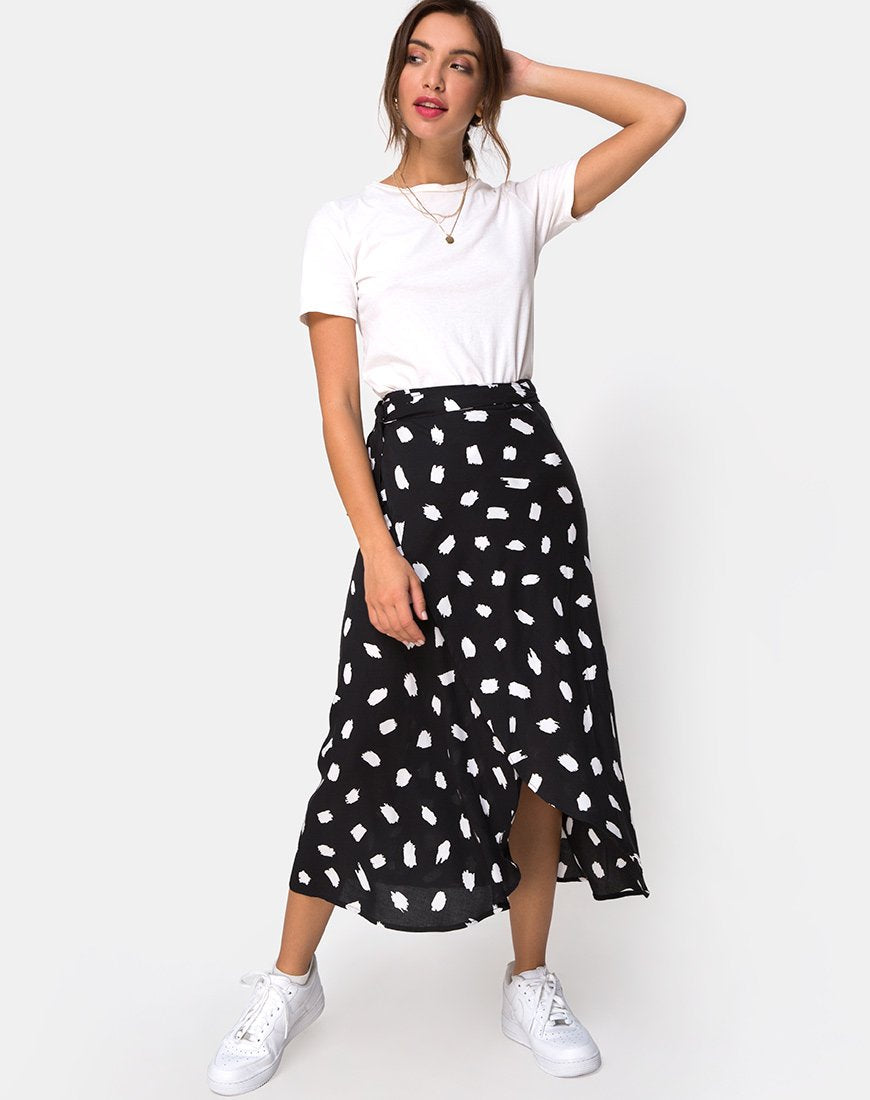 Gonna Satha Midi in Diana Dot Nero