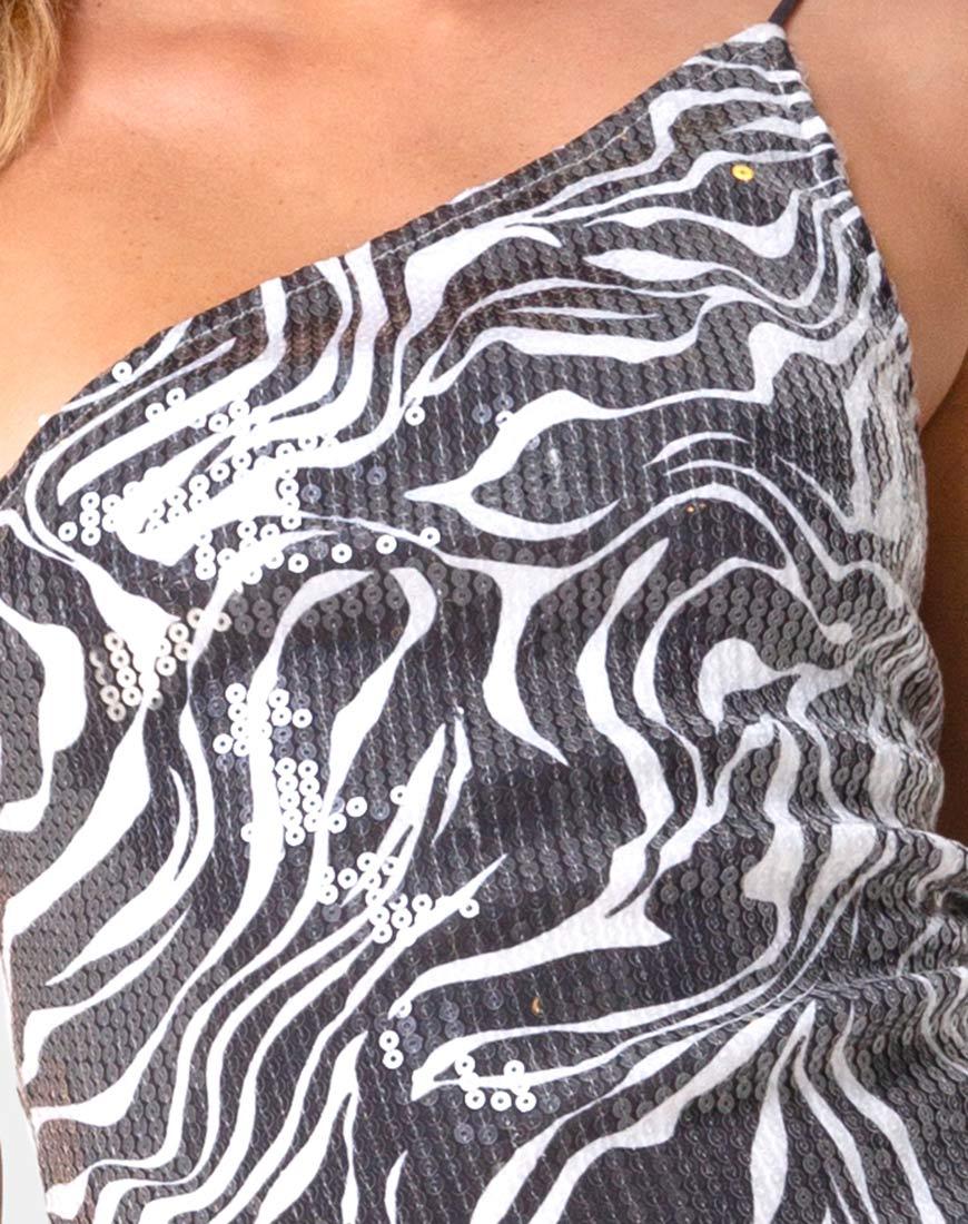 Immagine di Sattia Bodycon Dress in Trippy Zebra Clear Sequin