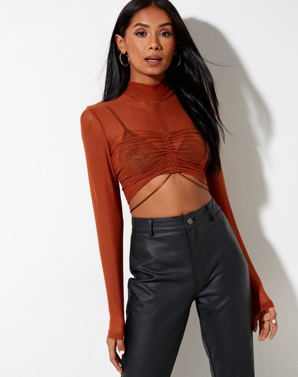 Top Sauja in maglia mattone
