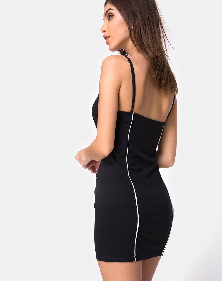 Abito Scosh Bodycon nero con linea di tubazioni