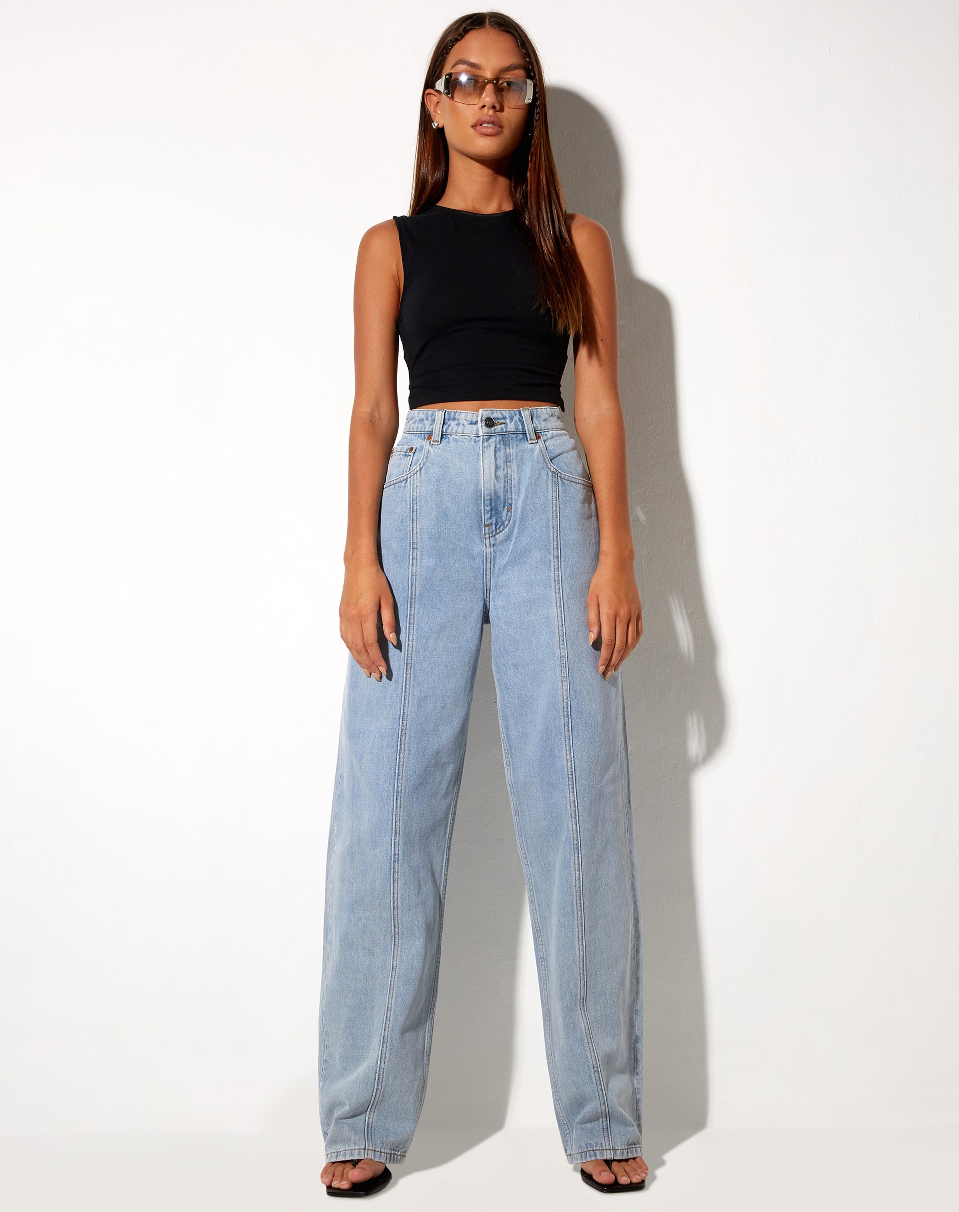 Immagine di Seam Parallel Jeans in Light Wash Blue