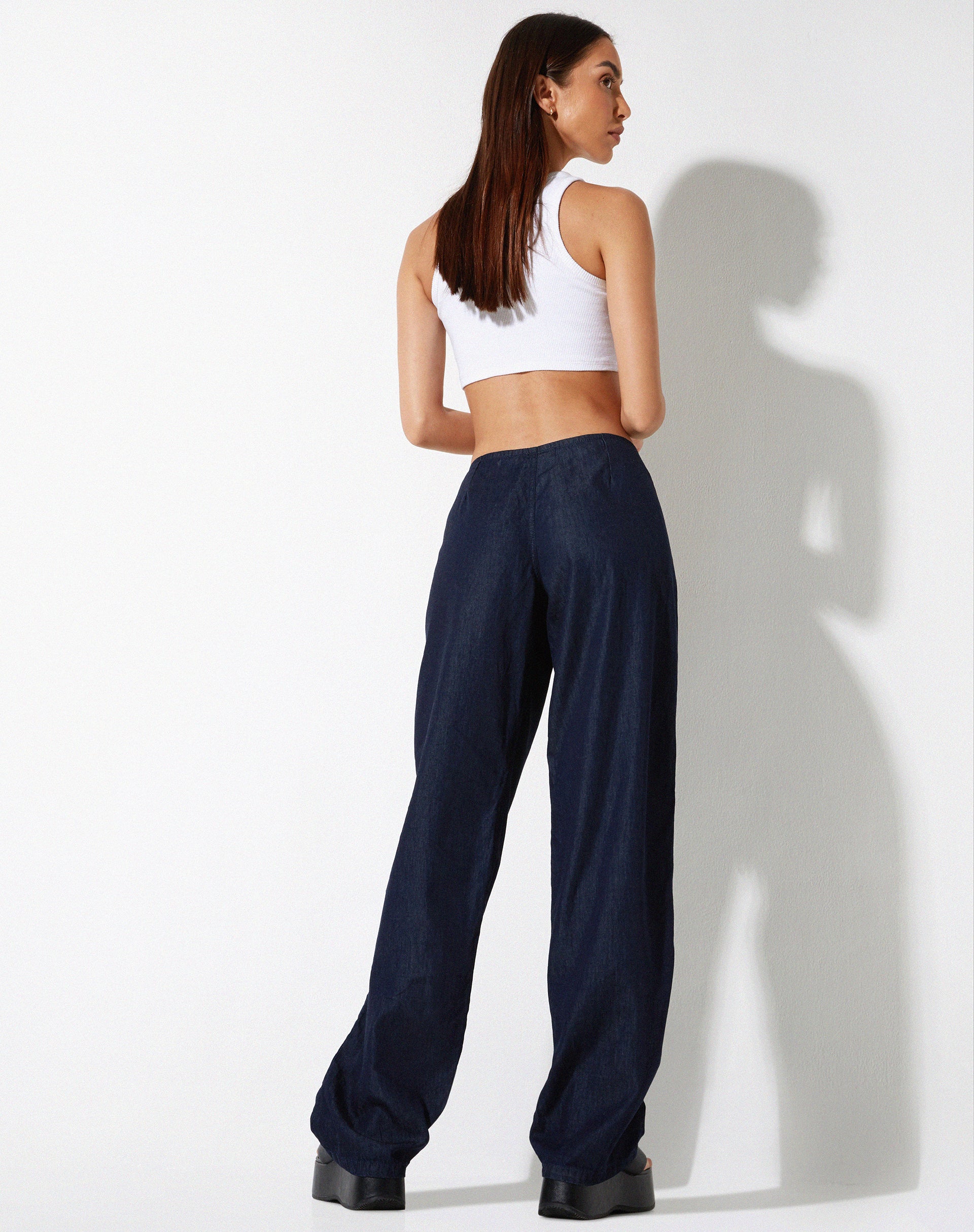 immagine di Sedna Pantaloni a gamba larga in Denim Blue Chambray