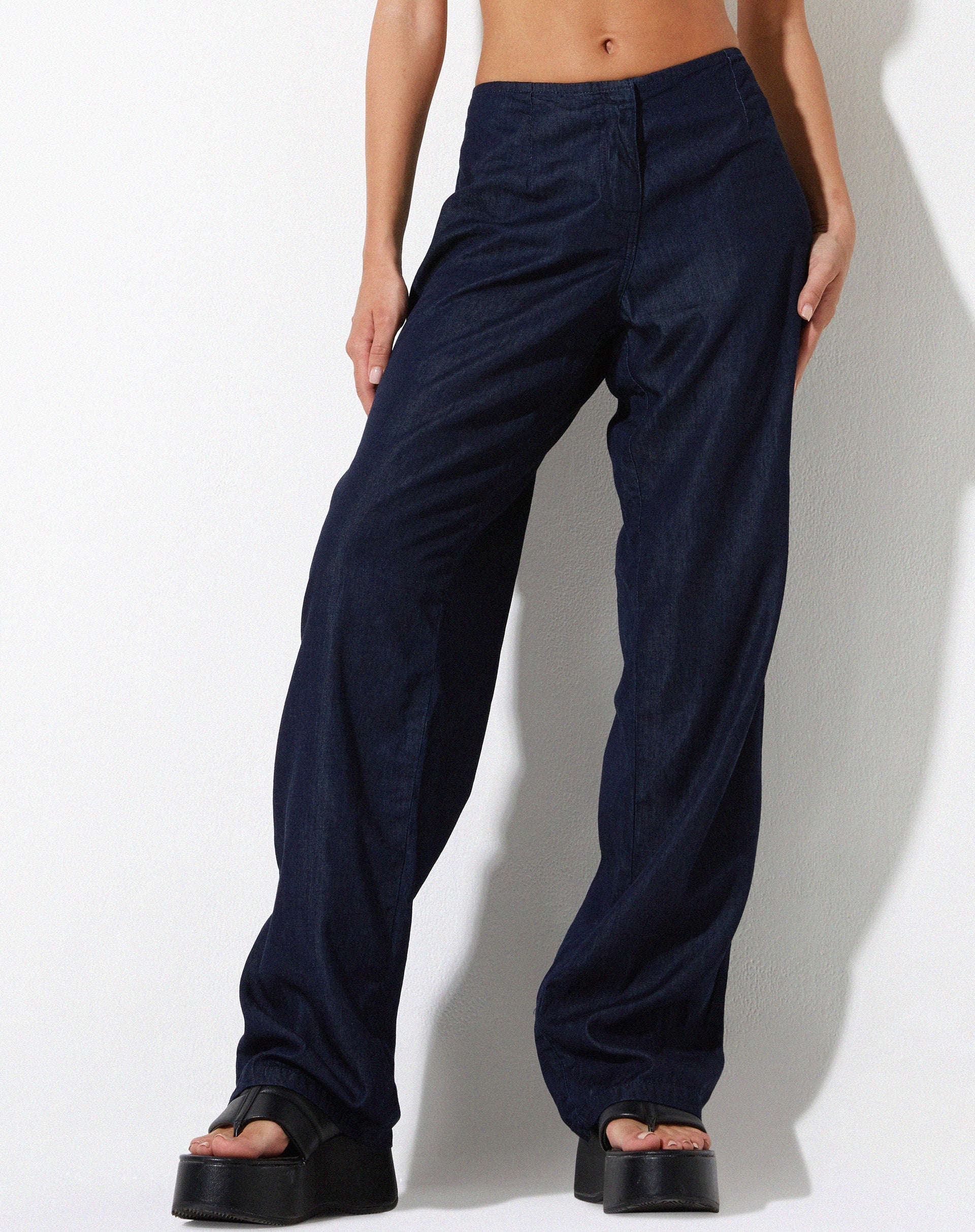 immagine di Sedna Pantaloni a gamba larga in Denim Blue Chambray