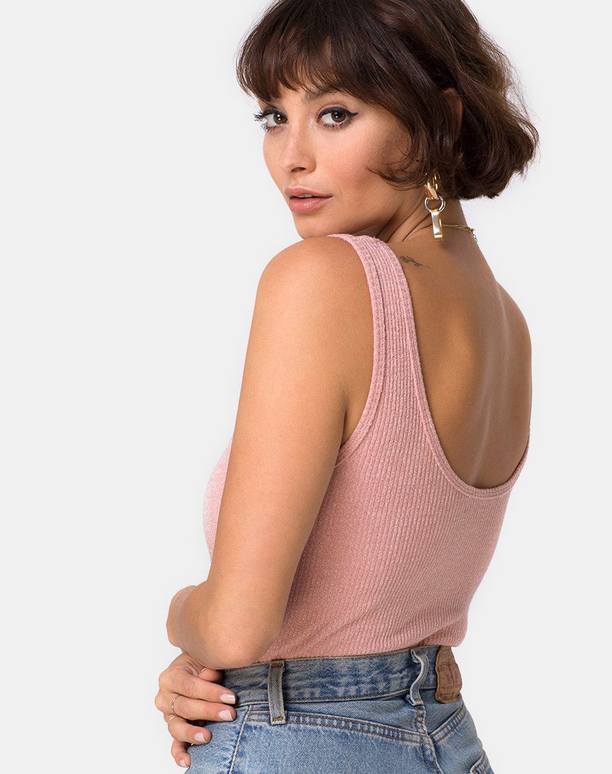 Corpetto Segina in maglia a costine rosa