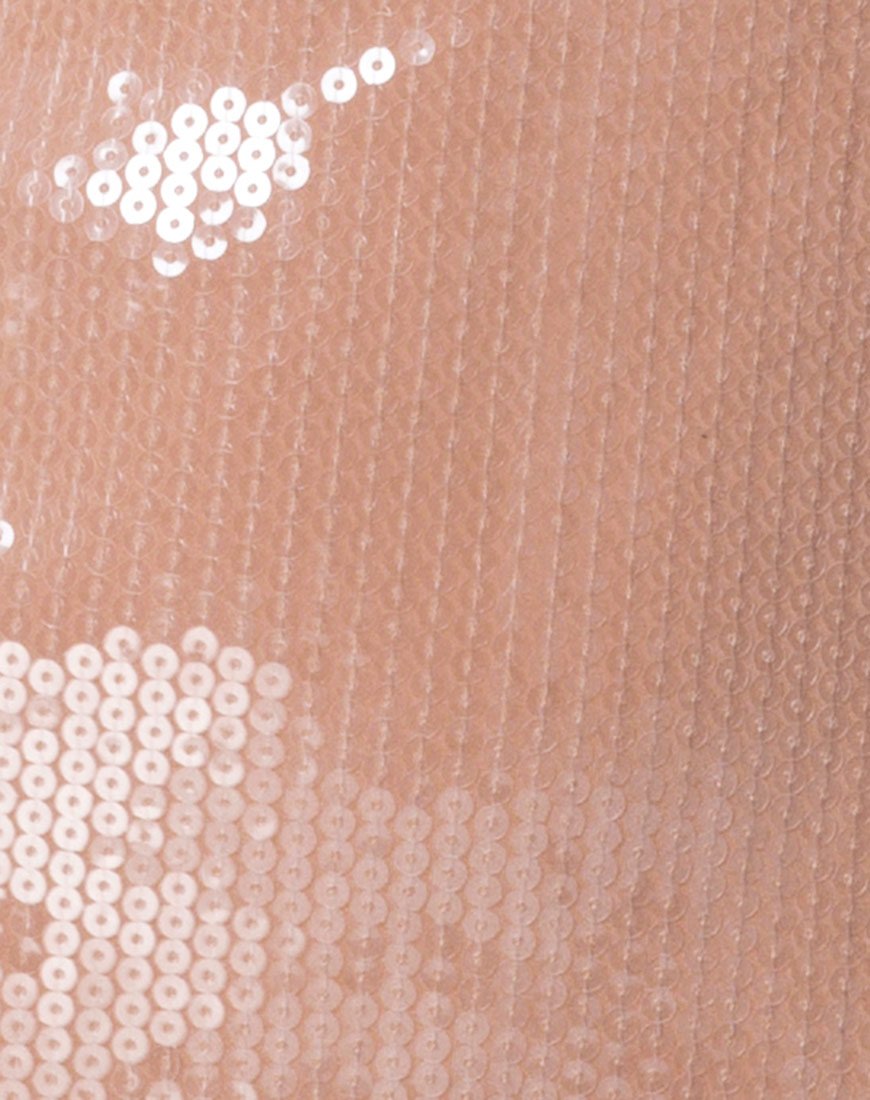 Immagine di Selah Bodycon Dress in cammello con paillettes trasparenti