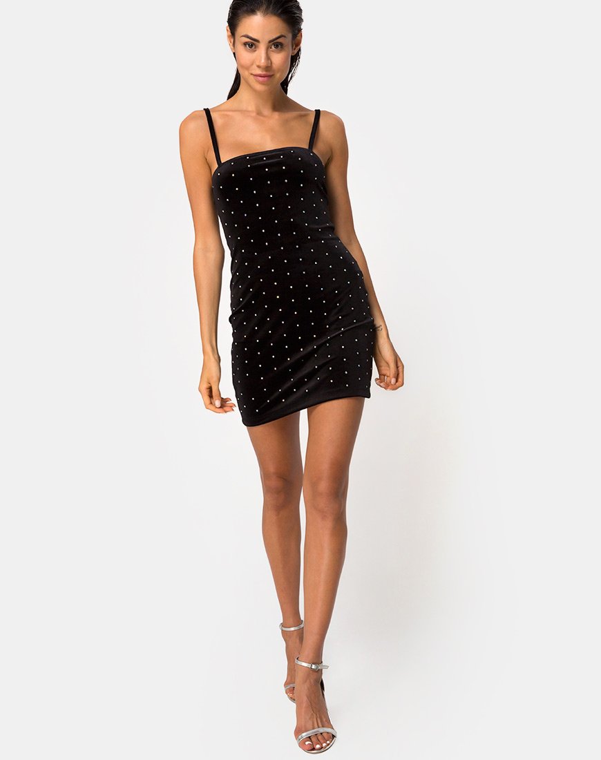 Immagine di Selah Bodycon Dress in Diamante Nero