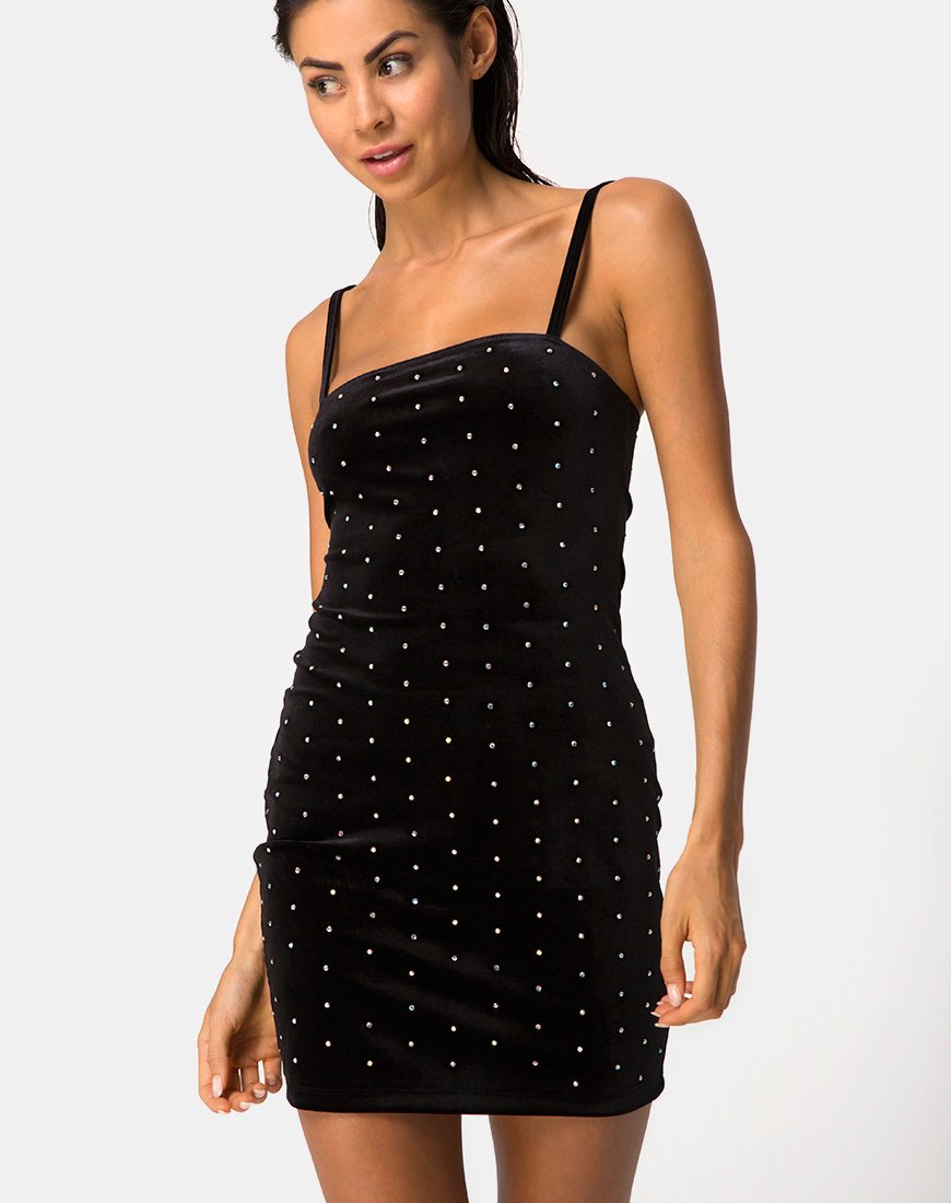 Selah - Vestito Bodycon in Nero Diamante
