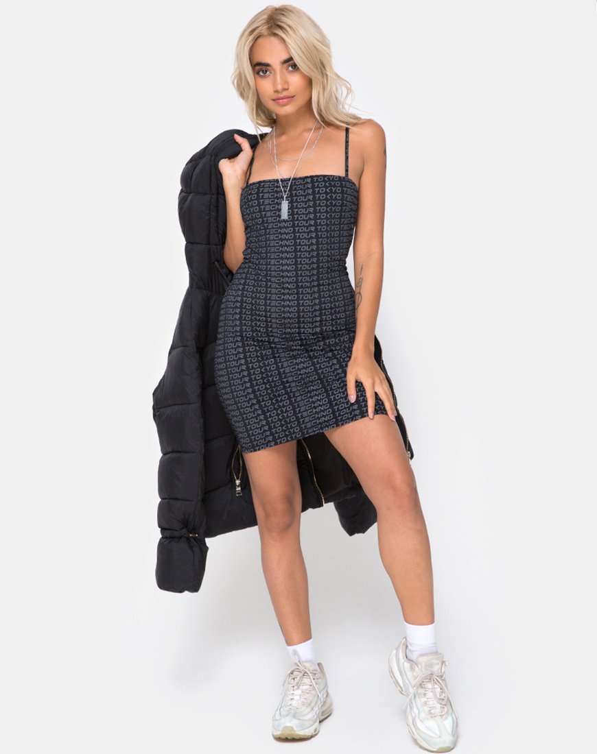 Immagine di Selah Bodycon Dress in Tokyo Techno Tour Nero