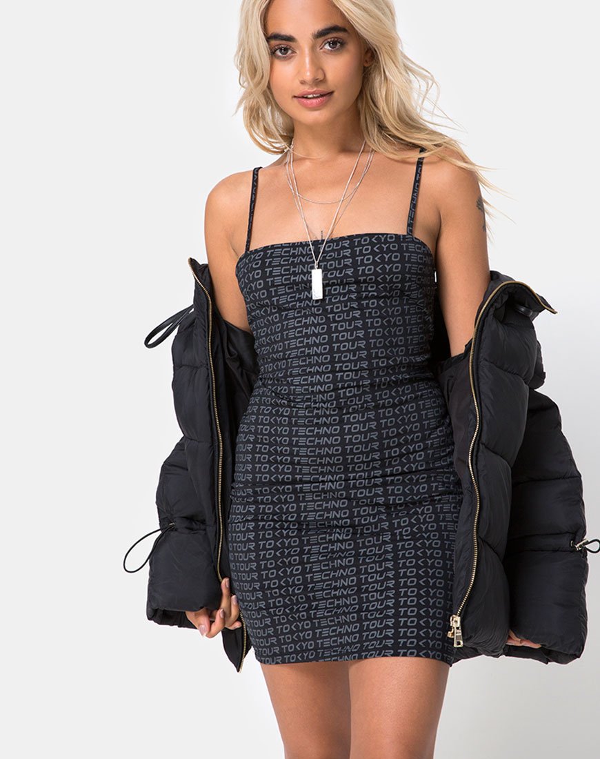 Vestito Selah Bodycon in Tokyo Techno Tour Nero