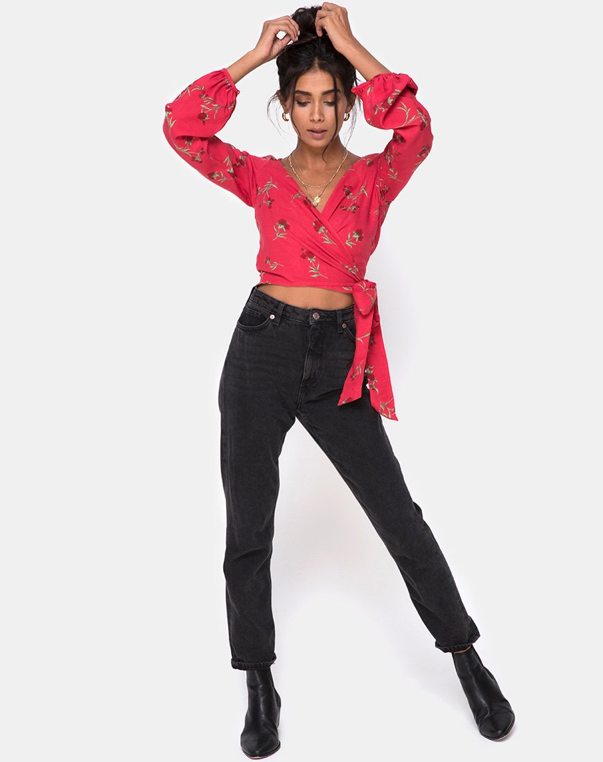 Immagine di Sepra Wrap Top in Rouge Rose Pink