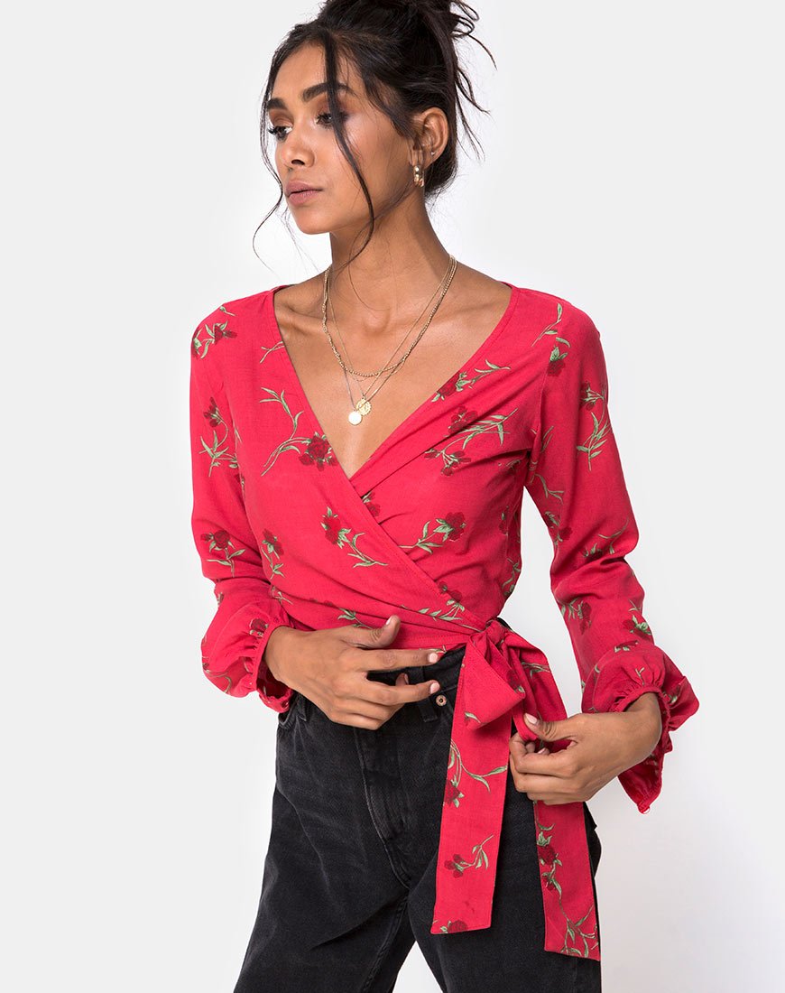 Immagine di Sepra Wrap Top in Rouge Rose Pink