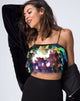 Immagine di Cadence Crop Top in paillettes a goccia rosa petrolio