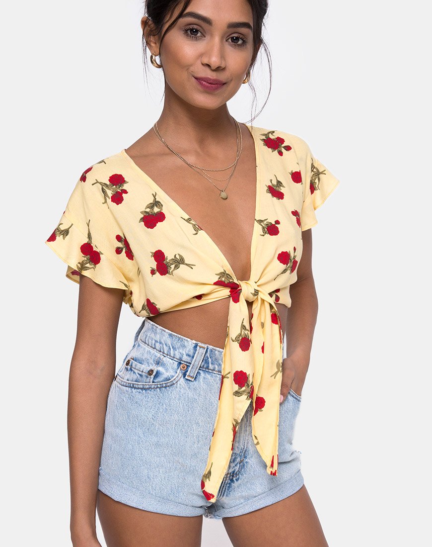 Crop Top Shae in Falling Rose Yellow
