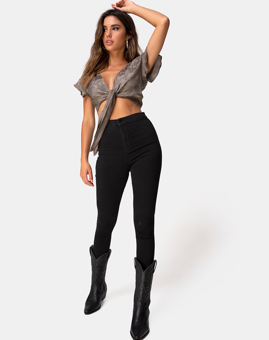 Immagine di Shae Crop Top in raso rosa grigio argento